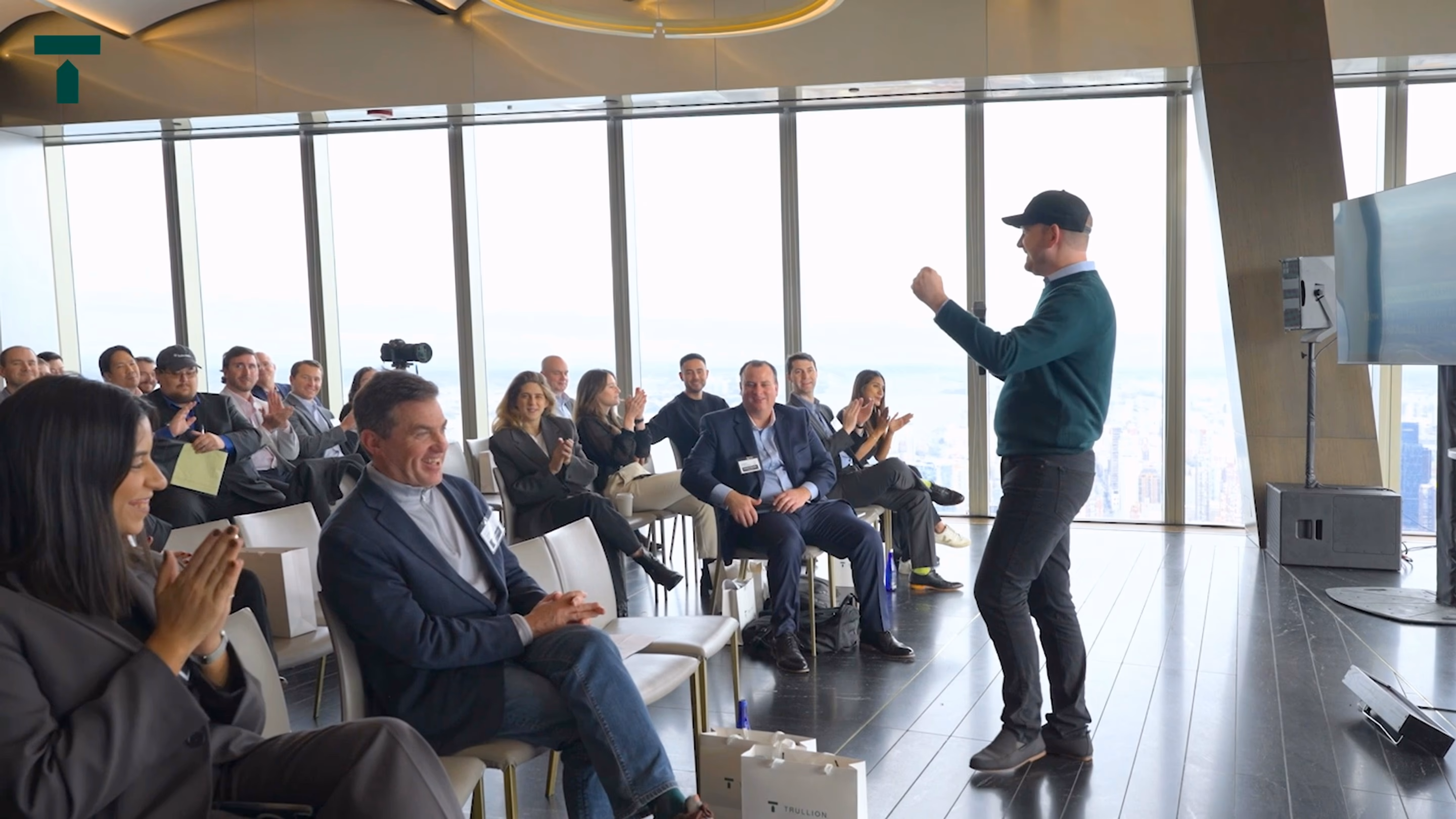Audit and finance leaders attending a Trullion panel above Manhattan